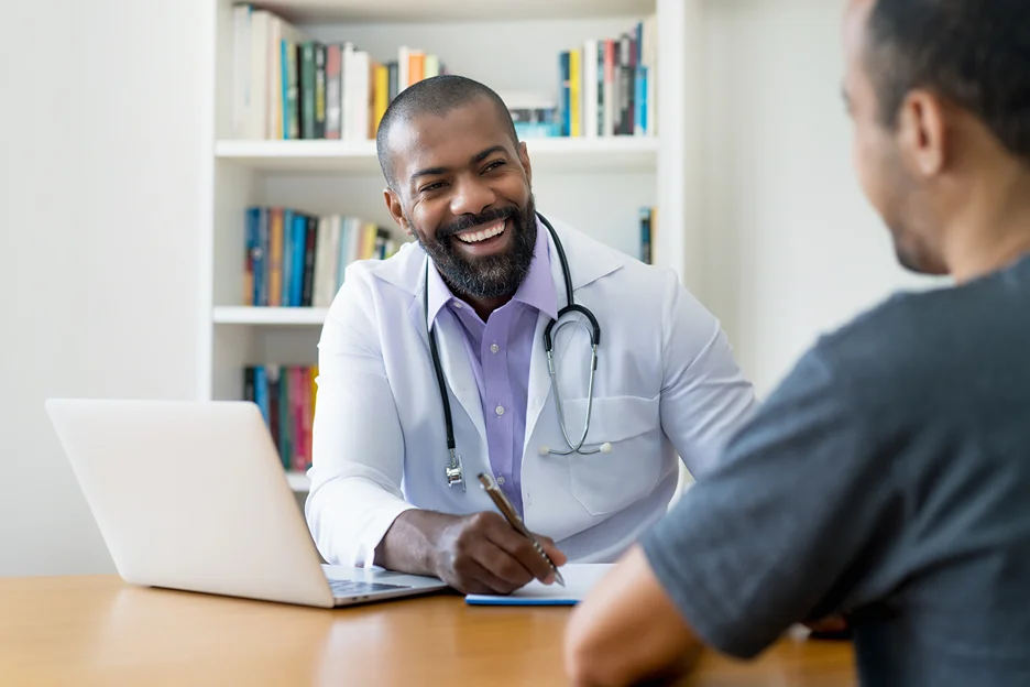 male patient and doctor consult