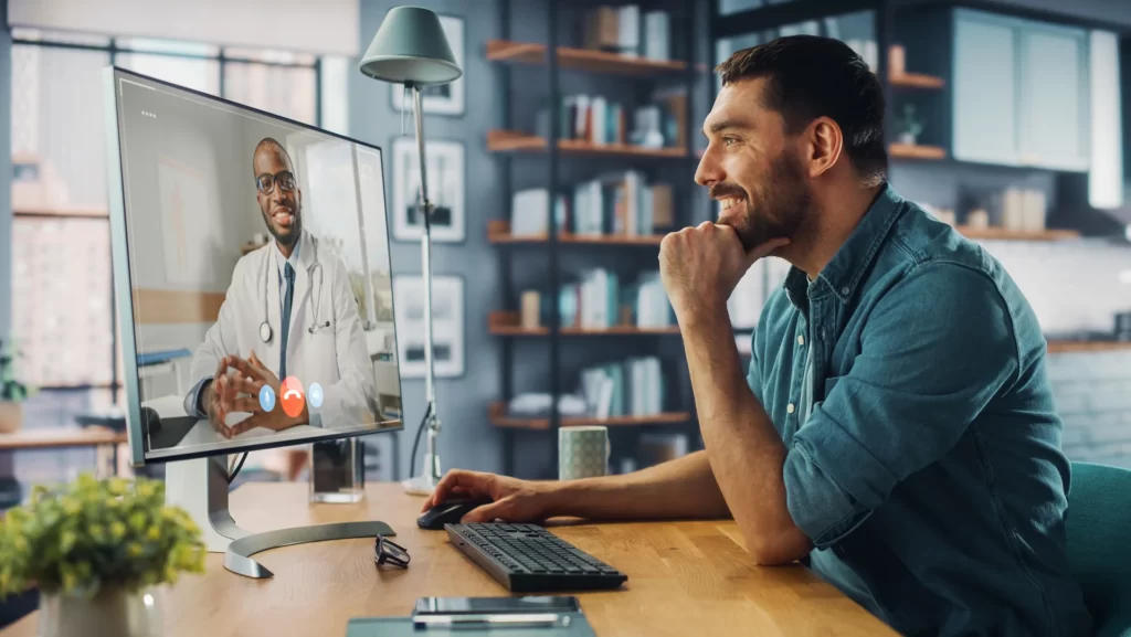 a man had telemedicine consult with his doctor